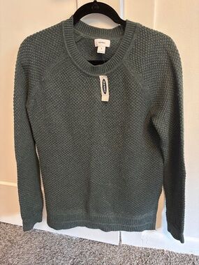 NWT Old Navy Green Waffle Knit Sweater M Fall Office Cozy Layering